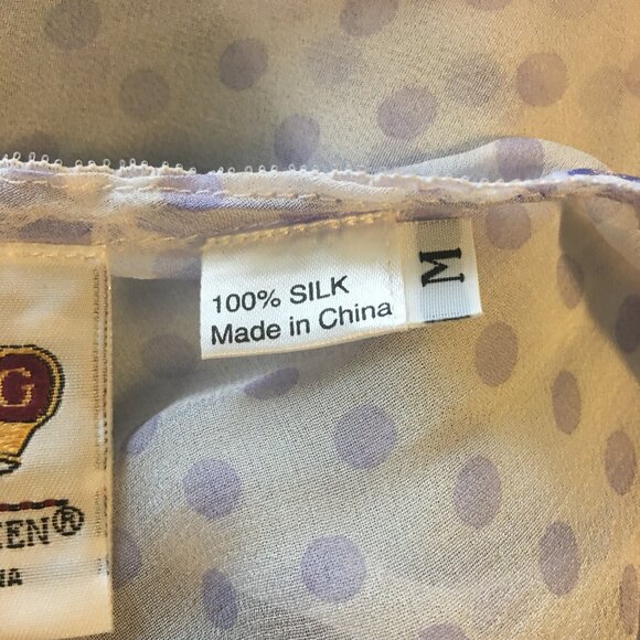 MARY GREEN Sheer Silk Lavender Polka Dot Nightgown  ၄၃   NEW WITH TAGS! - Picture 9 of 13